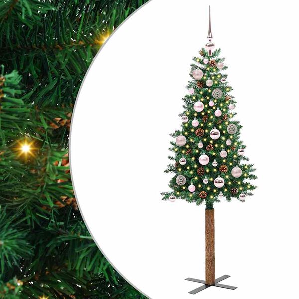 vidaXL Sapin de No&euml;l mince Vert 150 cm PVC et bois de pin massif