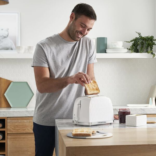 Russell Hobbs Grille-pain &agrave; 2 tranches Honeycomb Blanc