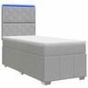 vidaXL Lit boxspring LED avec matelas Gris clair 100 x 200 cm Tissu