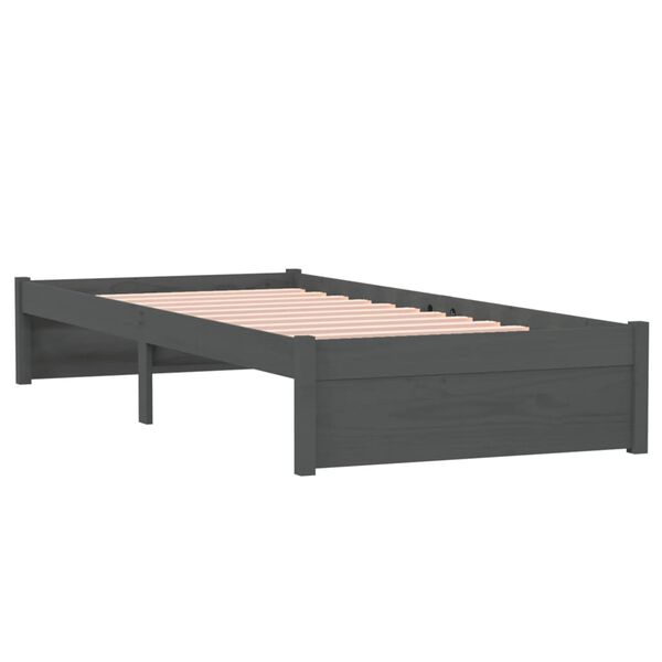 vidaXL Cadre de lit sans matelas gris bois massif 75x190 cm