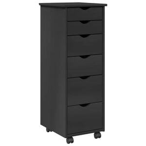 vidaXL Cabinet roulant 34 x 39 x 93,5 cm Bois de Pin Massif Gris