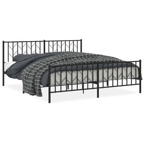 vidaXL Cadre de lit m&eacute;tal sans matelas avec pied de lit noir 183x213cm