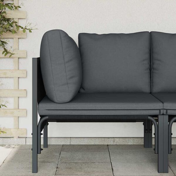 vidaXL Mobilier de jardin avec coussin avec oreiller Anthracite Acier