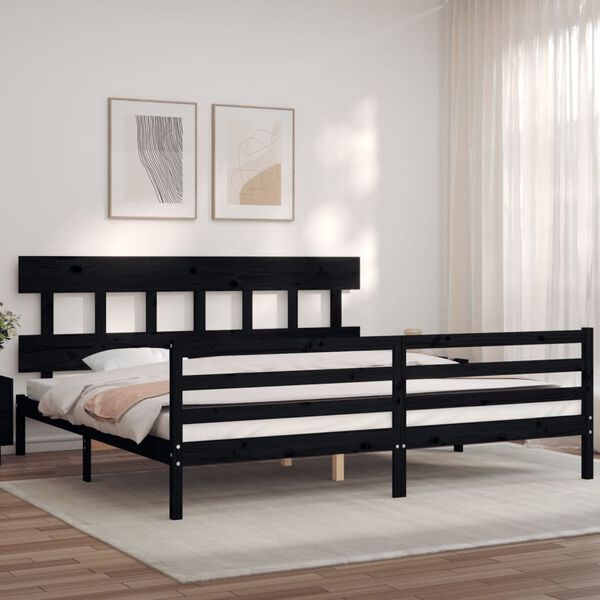vidaXL Cadre de lit sans matelas noir 200x200 cm bois massif