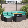 vidaXL Salon de jardin 7 pcs avec coussins noir r&eacute;sine tress&eacute;e