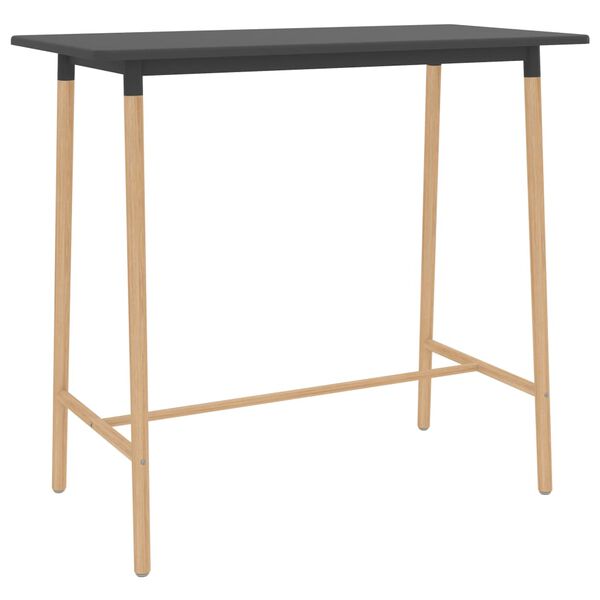 vidaXL Table de bar Gris 120x60x105 cm MDF et bois de hêtre massif