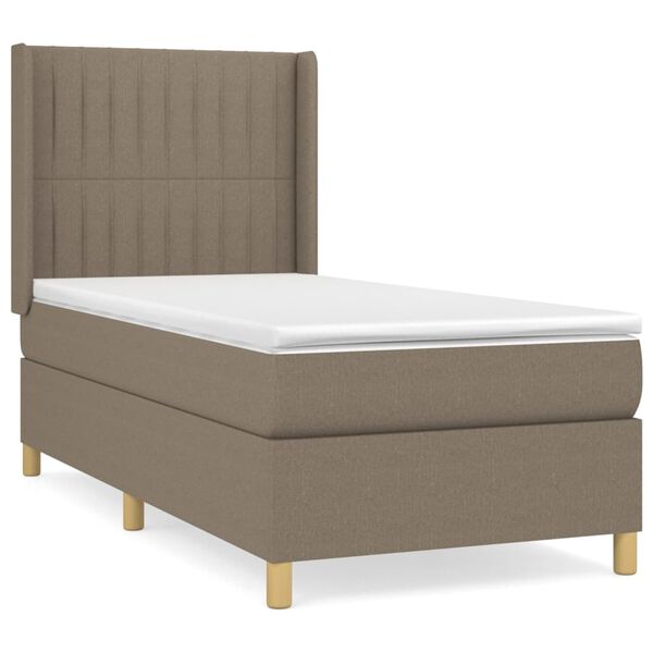 vidaXL Sommier &agrave; lattes de lit avec matelas Taupe 90x190 cm Tissu