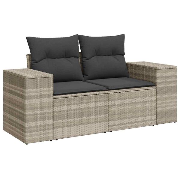 vidaXL Salon de jardin 4 pcs avec coussins gris clair résine tressée