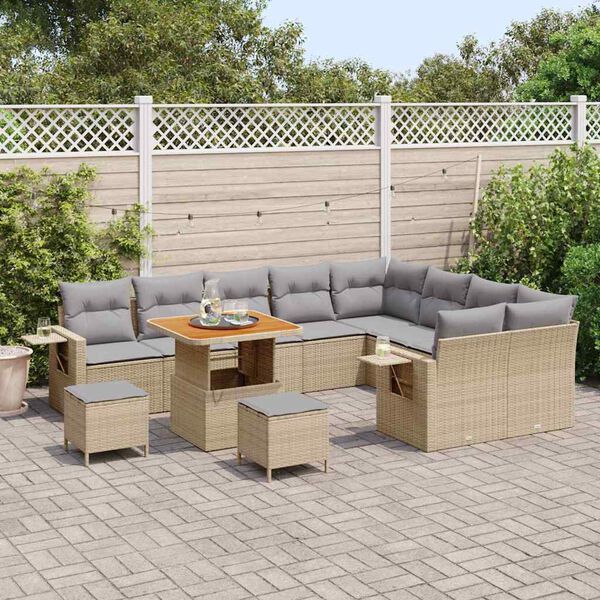 vidaXL Ensemble de canap&eacute; de jardin 12 pcs Beige et Gris clair