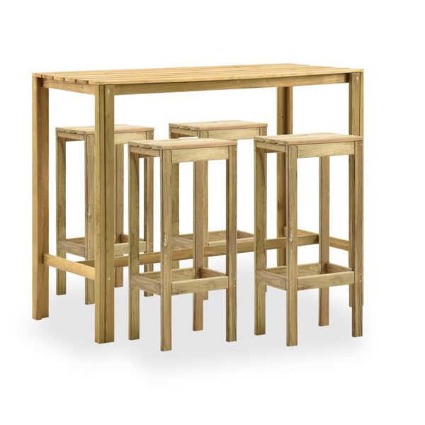 vidaXL Meuble de bar de jardin 5 pcs Bois de pin impr&eacute;gn&eacute; de vert