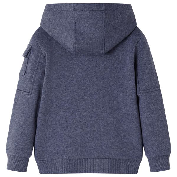 Sweat-shirt &agrave; capuche fermeture &eacute;clair enfants bleu fonc&eacute; m&eacute;lang&eacute; 104
