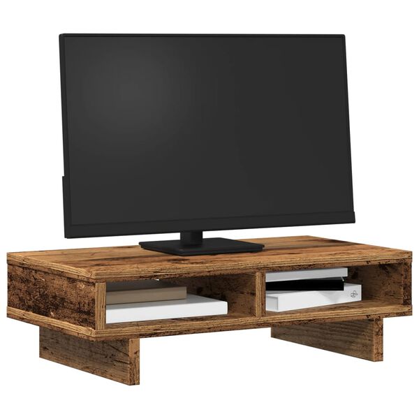 vidaXL Support de moniteur vieux bois 50x27x15 cm bois d'ing&eacute;nierie