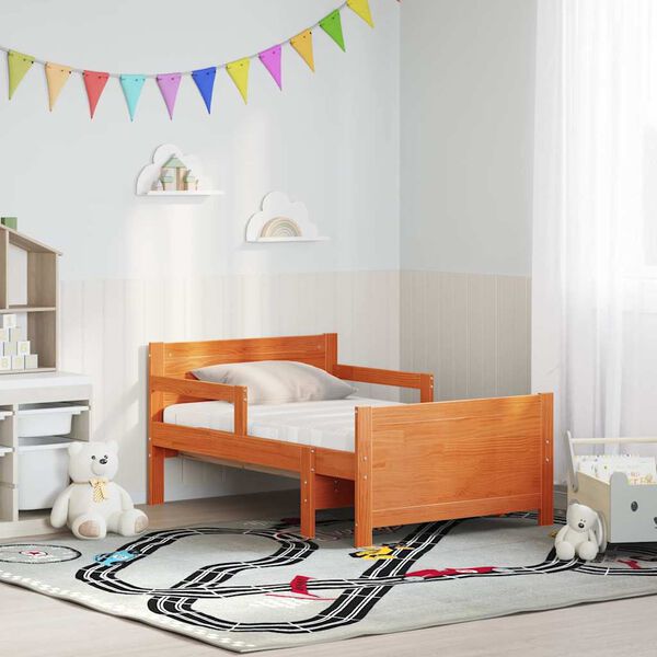 vidaXL Cadre de lit avec matelas Marron 80 x 200 cm Bois de pin massif