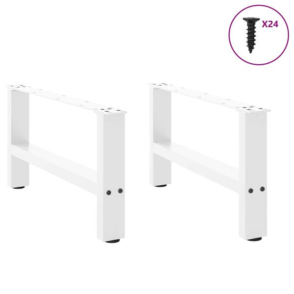vidaXL Pieds de table basse Blanc 2 pièces 60 x (30-31) cm Acier