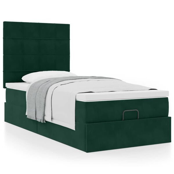 vidaXL Cadre de lit ottoman avec matelas vert fonc&eacute; 80x200 cm velours