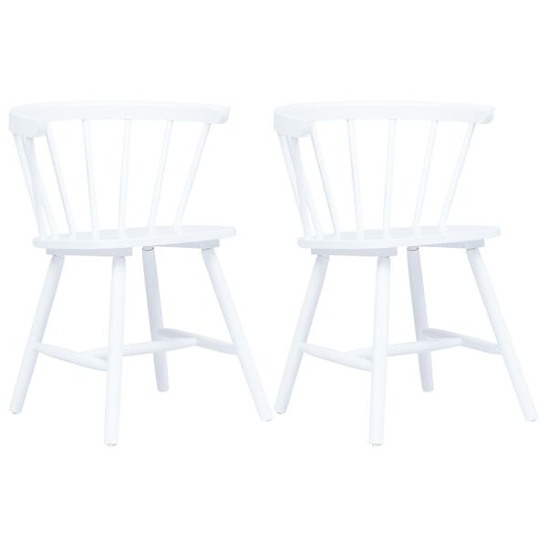 vidaXL Chaises &agrave; manger lot de 2 blanc bois h&eacute;v&eacute;a massif