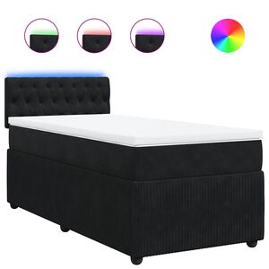 vidaXL Sommier &agrave; lattes de lit avec matelas Noir 90x190 cm Velours