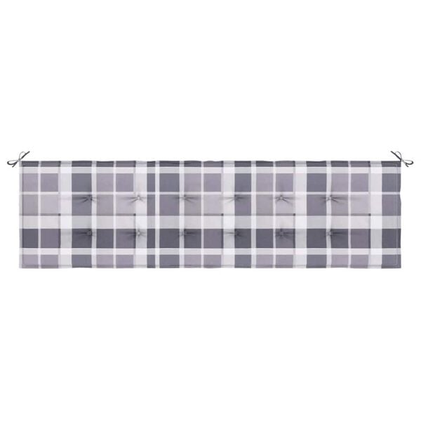 vidaXL Coussin de banc de jardin motif à carreaux gris 180x50x4 cm