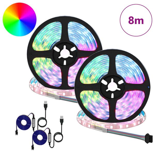 vidaXL Bande LED 2 pcs Noir et Transparent 4000 mm Cuivre et plastique