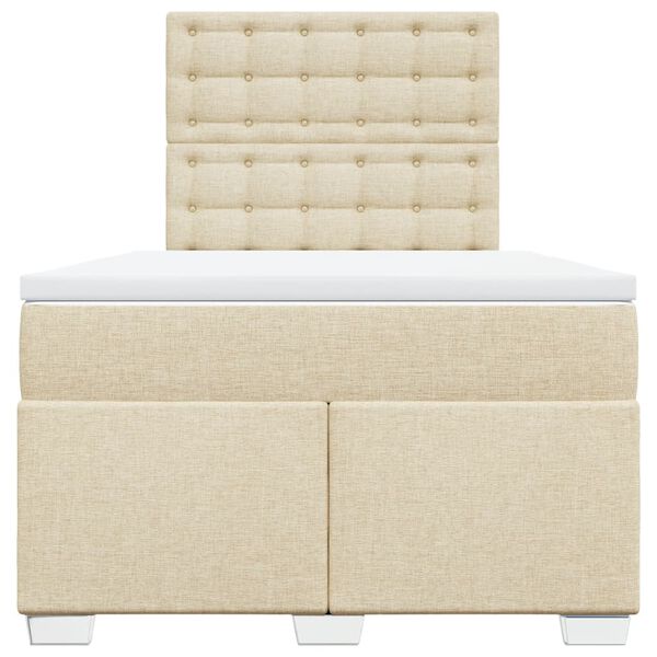 vidaXL Sommier &agrave; lattes de lit avec matelas Cr&egrave;me 120x200 cm Tissu
