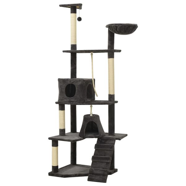 vidaXL Arbre &agrave; chat avec griffoirs en sisal Gris fonc&eacute; 191 cm
