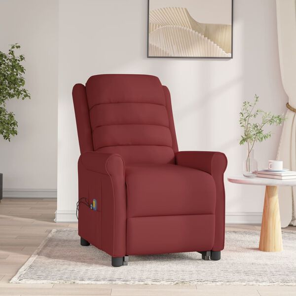 vidaXL Fauteuil de massage Rouge bordeaux Similicuir
