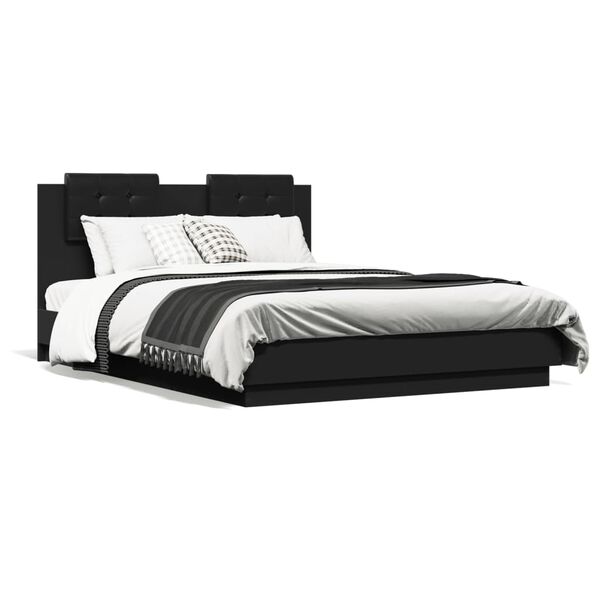 vidaXL Cadre de lit sans matelas noir 135x190 cm