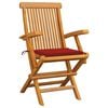 vidaXL Chaises de jardin et coussins rouge lot de 2 Bois teck massif