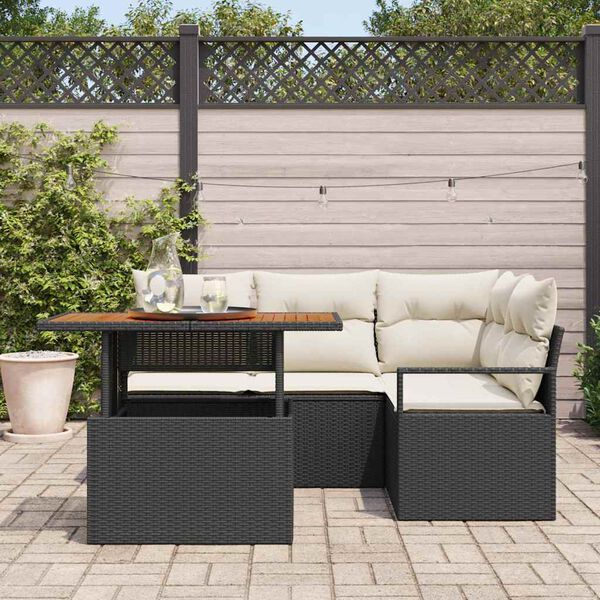 vidaXL Ensemble de canapé de jardin 5 pcs Noir Poly rotin