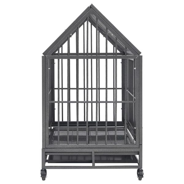 vidaXL Cage pour chien avec roues et toit Acier 92x62x106 cm