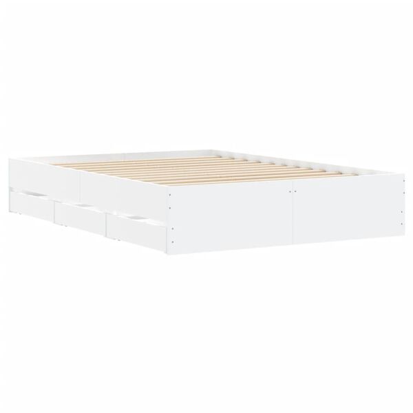 vidaXL Cadre de lit avec tiroirs sans matelas blanc 120x190 cm