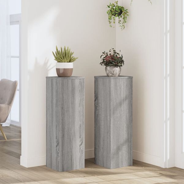 vidaXL Supports pour plantes 2 pcs sonoma gris bois d'ingénierie