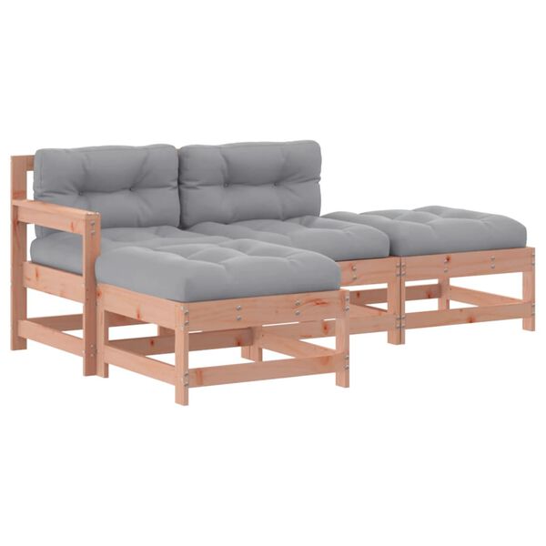 vidaXL Salon de jardin 4 pcs avec coussins bois massif douglas