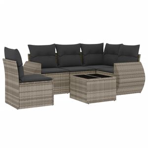 vidaXL Salon de jardin 6 pcs avec coussins gris clair r&eacute;sine tress&eacute;e