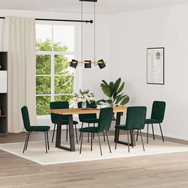 vidaXL Chaises &agrave; manger lot de 6 vert fonc&eacute; velours