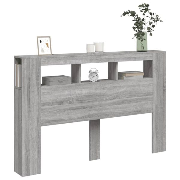 vidaXL Tête de lit à LED sonoma gris 160x18,5x103,5 cm bois ingénierie