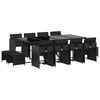vidaXL Ensemble &agrave; manger de jardin 13 pcs coussins noir r&eacute;sine tress&eacute;e
