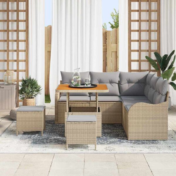 vidaXL Ensemble de canap&eacute; de jardin 8 pcs Beige et Gris clair