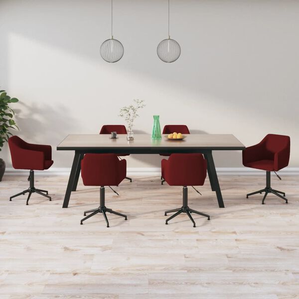 vidaXL Chaises pivotantes &agrave; manger lot de 6 Rouge bordeaux Velours