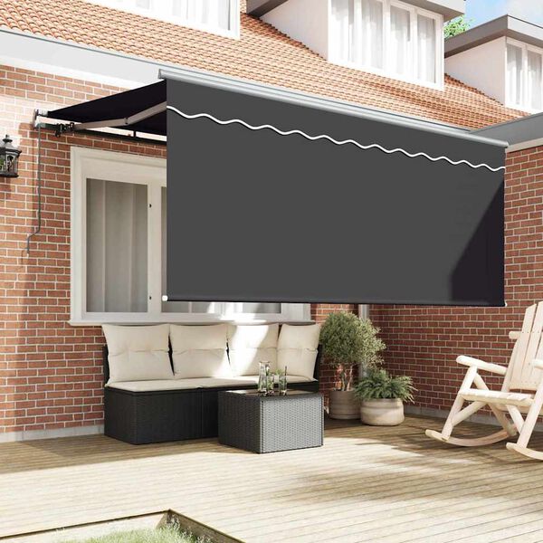 vidaXL Auvent R&eacute;tractable Ray&eacute; Anthracite 300 x 200 cm tissu