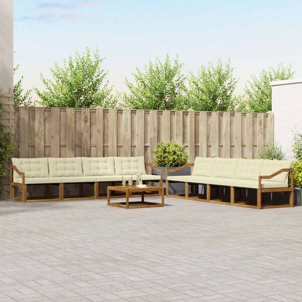 vidaXL Ensemble de canap&eacute;s d'ext&eacute;rieur 9 pcs Naturel et Cr&egrave;me