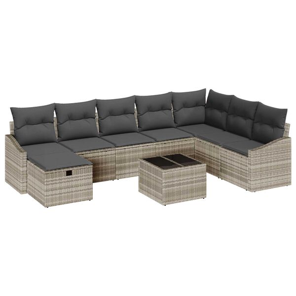 vidaXL Ensemble de canapé de jardin 9 pcs Gris clair 55 x 62 x 69 cm