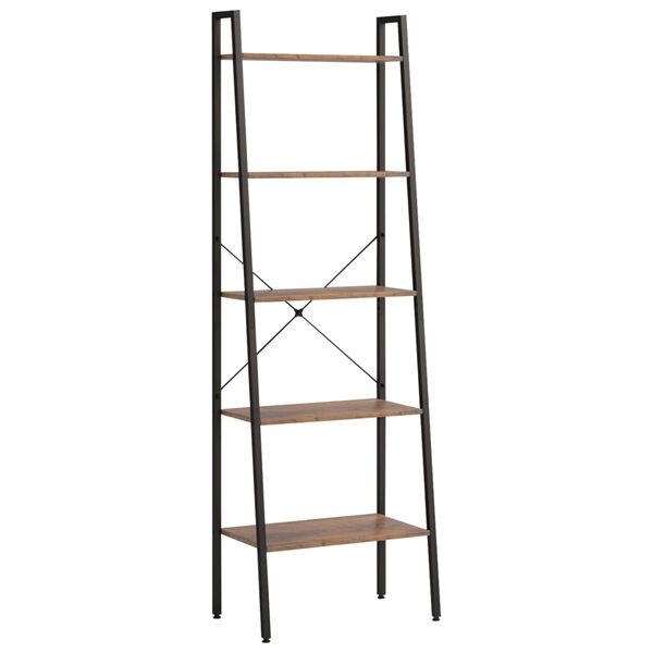 vidaXL &Eacute;tag&egrave;re sur pied 5 niveaux Marron fonc&eacute; et noir 56x35x174 cm