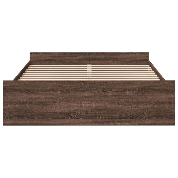 vidaXL Cadre de lit avec tiroirs sans matelas ch&ecirc;ne marron 140x200 cm