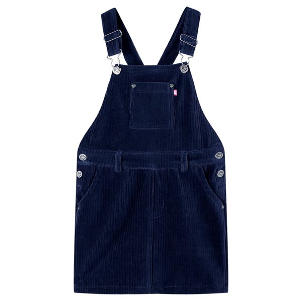 Robe salopette pour enfants velours côtelé bleu marine 128