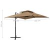vidaXL Parasol de jardin en porte-à-faux à double toit 250x250cm taupe