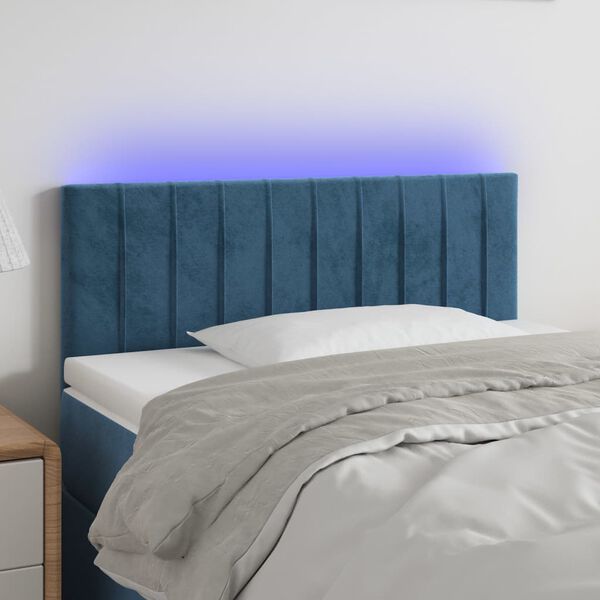 vidaXL T&ecirc;te de lit &agrave; LED Bleu fonc&eacute; 100x5x78/88 cm Velours