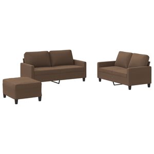 vidaXL Ensemble de canap&eacute;s 3 pcs avec coussins Marron Tissu