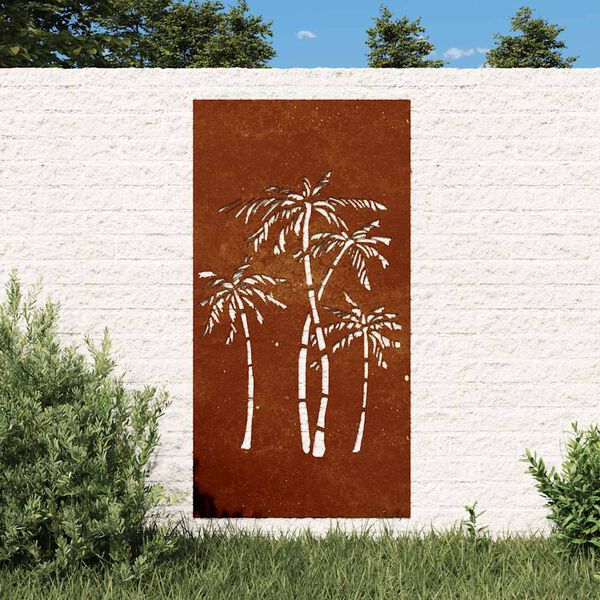 vidaXL D&eacute;coration murale jardin 105x55 cm acier corten design palmier