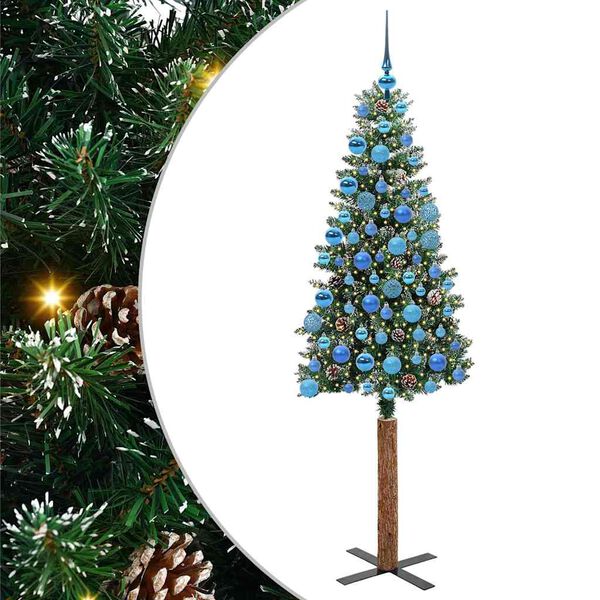 vidaXL Sapin de No&euml;l mince Vert 180 cm PVC et bois de pin massif